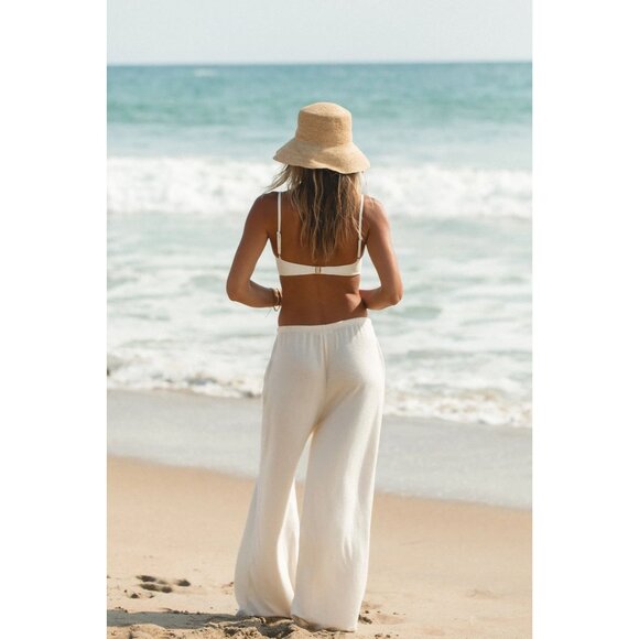 SOLAI Slow Days Wide Leg Pants in Cream - Picture 3 of 5